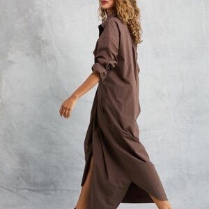 ISAY Elegant Brown Shirt Dress